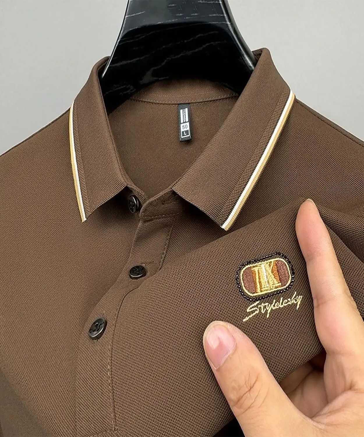 100% Knitting Dying PK Cotton Polo Shirt [ IX Coffiee ]