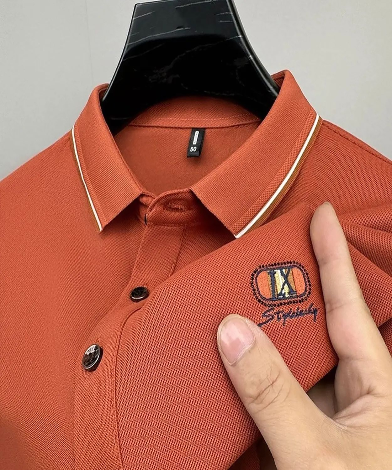 100% Knitting Dying PK Cotton Polo Shirt [ IX Orange ]