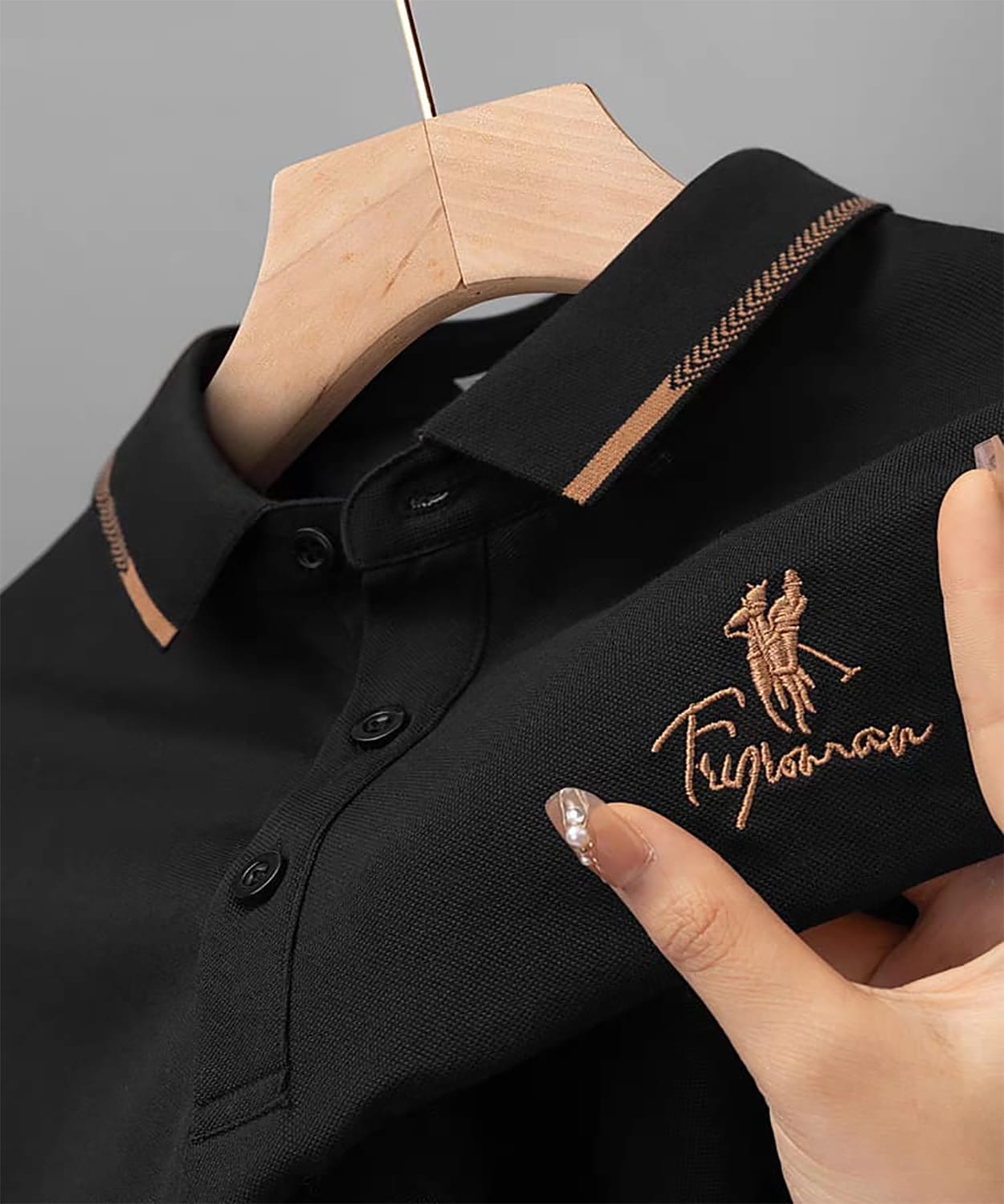 100% Knitting Dying PK Cotton Polo Shirt [ Us Polo Black ]